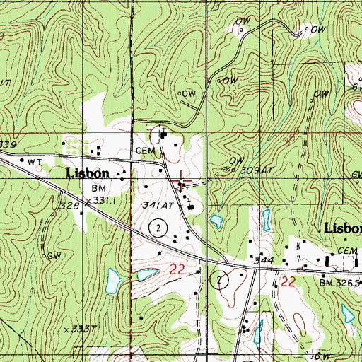 Topographic Map of Salem School, LA