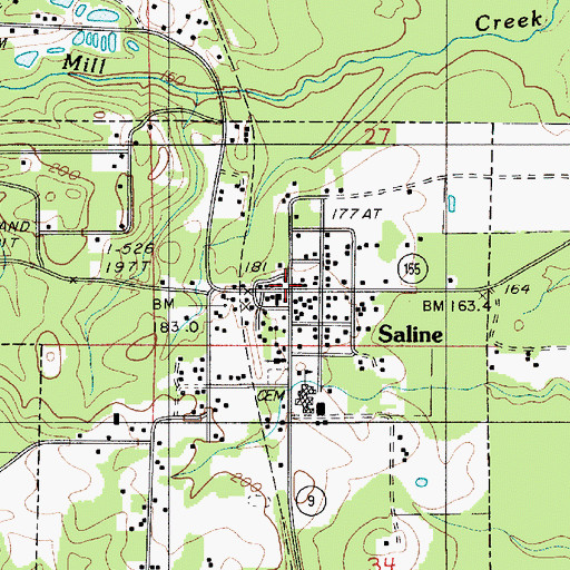 Topographic Map of Saline, LA