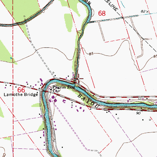 Topographic Map of Saline Bayou, LA