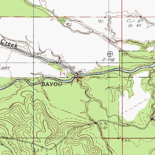 Topographic Map of Sand Creek, LA
