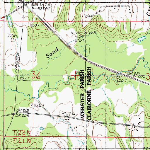 Topographic Map of Sand Creek, LA