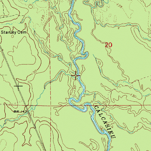 Topographic Map of Sandy Branch, LA