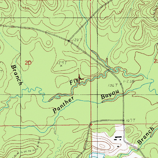 Topographic Map of Sandy Branch, LA