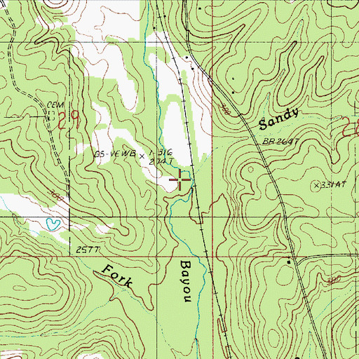 Topographic Map of Sandy Branch, LA