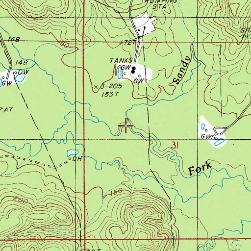 Topographic Map of Sandy Creek, LA