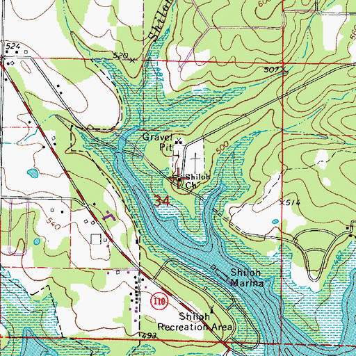 Topographic Map of Shiloh Church, AR