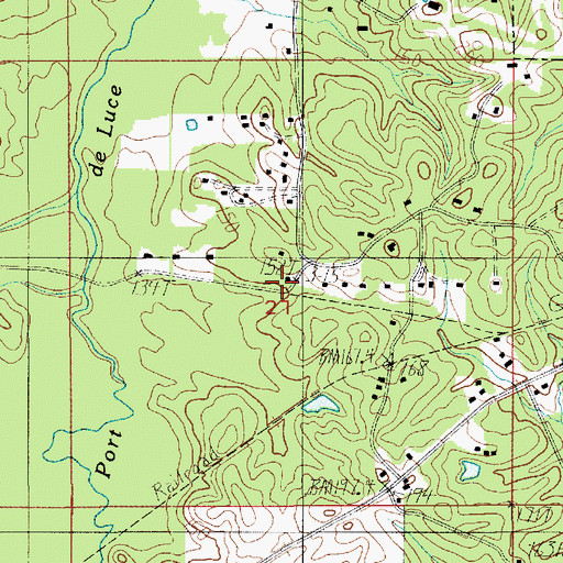Topographic Map of Sardis Mission, LA