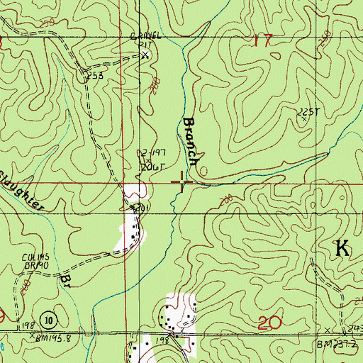 Topographic Map of Sassafras Branch, LA