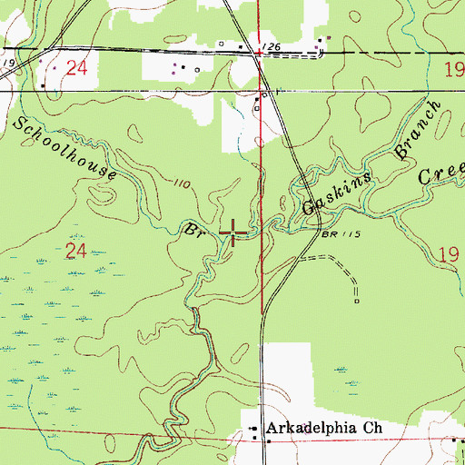 Topographic Map of Schoolhouse Branch, LA