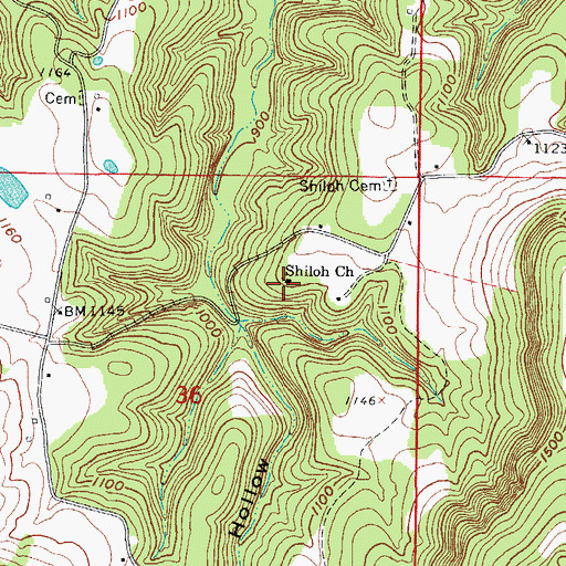 Topographic Map of Shiloh Church, AR