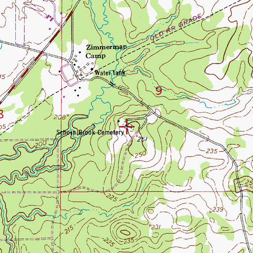 Topographic Map of Schorn Brook Cemetery, LA