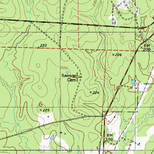 Topographic Map of Semon Cemetery, LA