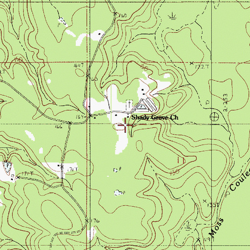 Topographic Map of Shady Grove Church, LA