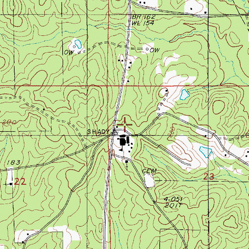 Topographic Map of Shady Grove School, LA