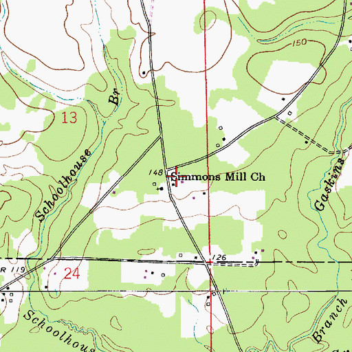 Topographic Map of Simmons Mill Church, LA