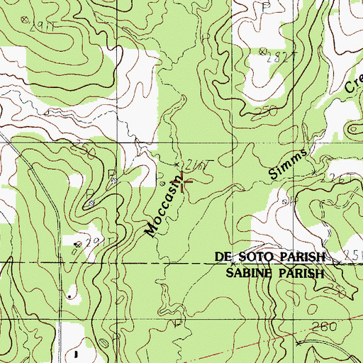 Topographic Map of Simms Creek, LA