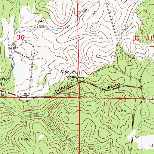 Topographic Map of Slocum Tower, LA