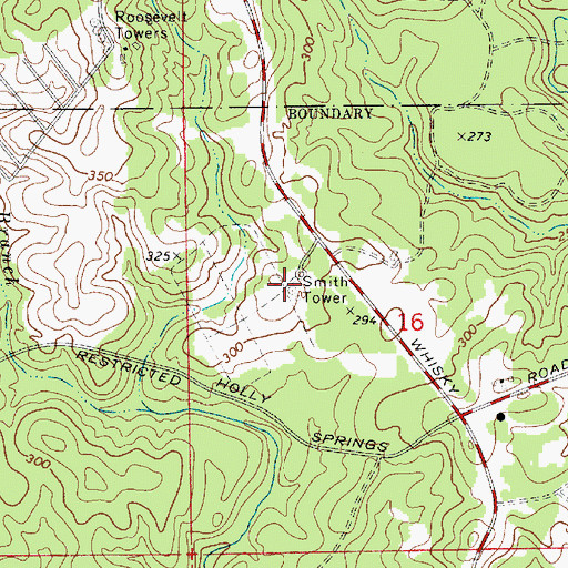 Topographic Map of Smith Tower, LA