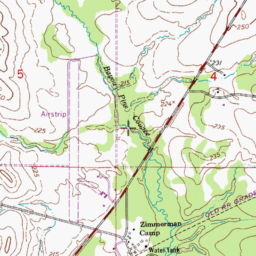 Topographic Map of Spanish Branch, LA