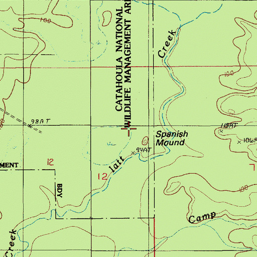 Topographic Map of Spanish Mound, LA