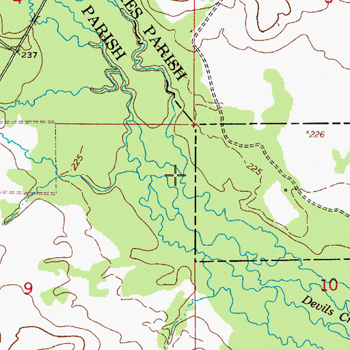 Topographic Map of Spring Branch, LA