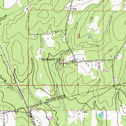 Topographic Map of Springhill Church, LA