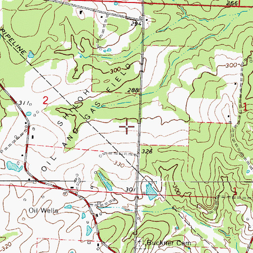 Topographic Map of Shiloh Oil and Gas Field, AR