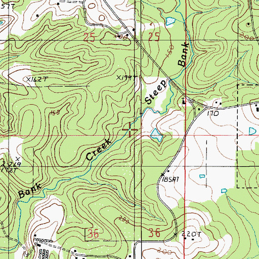 Topographic Map of Steep Bank Creek, LA