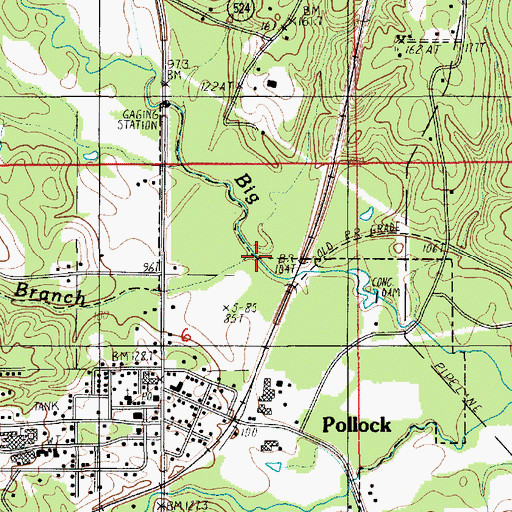 Topographic Map of Sugar Branch, LA