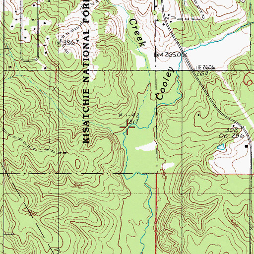 Topographic Map of Sugar Creek, LA