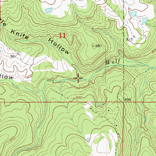 Topographic Map of Shingle Knife Hollow, AR
