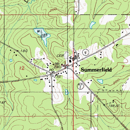 Topographic Map of Summerfield, LA