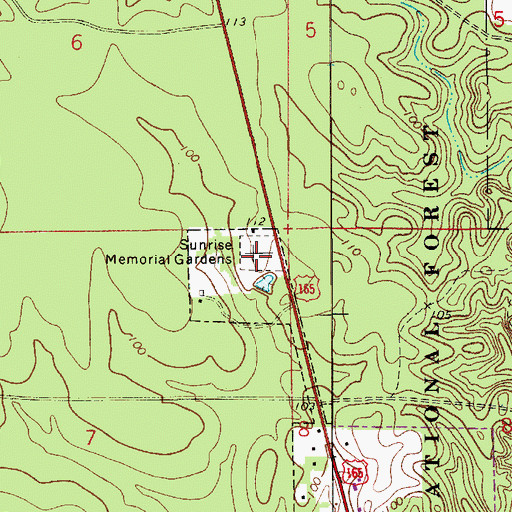 Topographic Map of Sunrise Memorial Gardens, LA