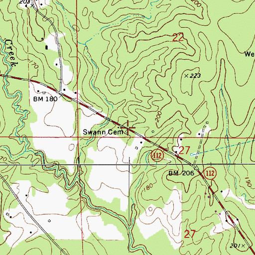 Topographic Map of Swann Cemetery, LA