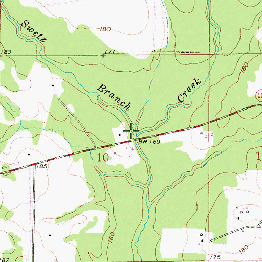 Topographic Map of Swetz Branch, LA