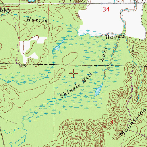 Topographic Map of Shingle Mill Lake, AR