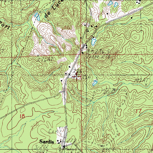 Topographic Map of Swindelly Cemetery, LA