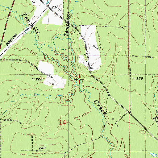 Topographic Map of Templeton Branch, LA
