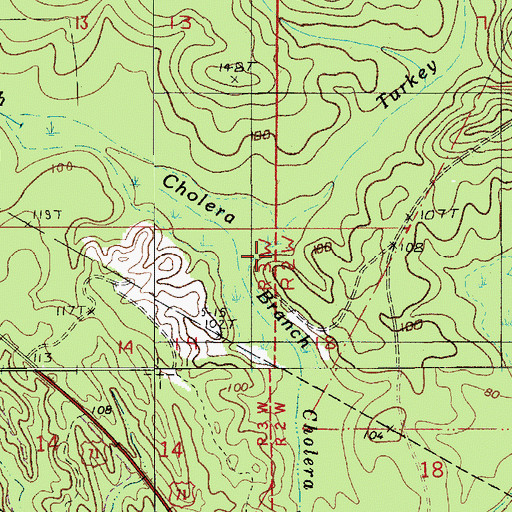 Topographic Map of Turk Creek, LA