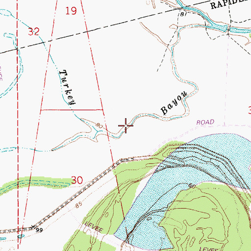 Topographic Map of Turkey Bayou, LA