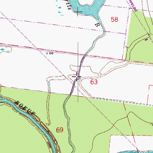 Topographic Map of Turtle Bayou, LA