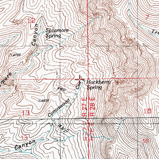 Topographic Map of Hackberry Spring, AZ