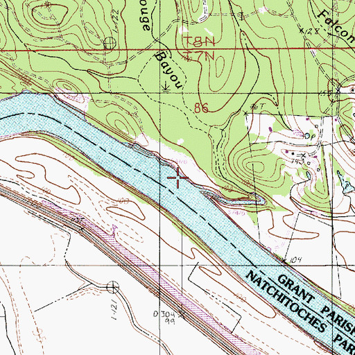 Topographic Map of Tyrouge Bayou, LA