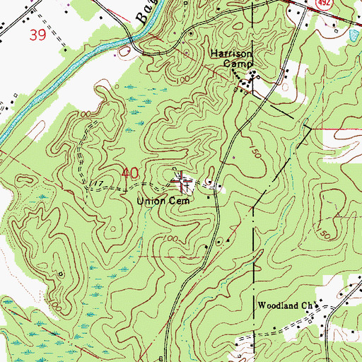 Topographic Map of Union Cemetery, LA