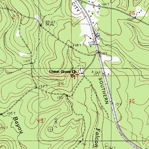 Topographic Map of Union Grove Church, LA