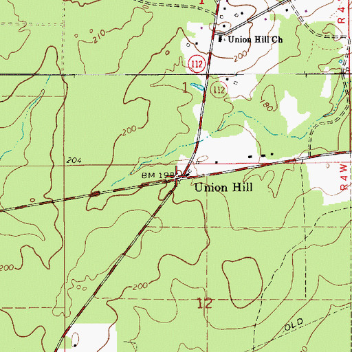 Topographic Map of Union Hill, LA