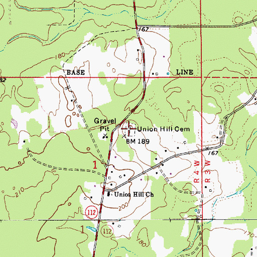 Topographic Map of Union Hill Cemetery, LA