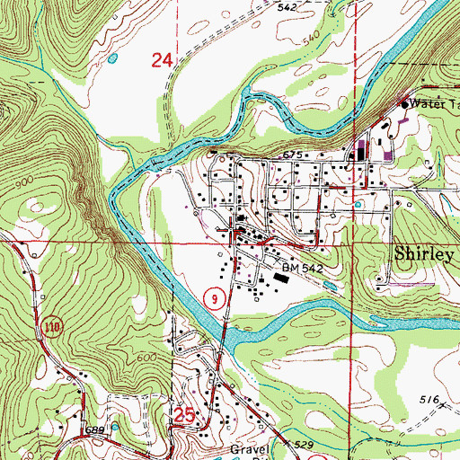 Topographic Map of Shirley, AR
