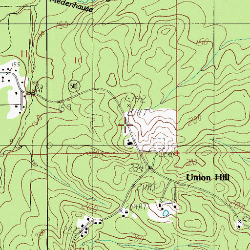 Topographic Map of Union Hill School, LA