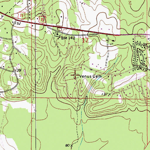 Topographic Map of Venus Cemetery, LA